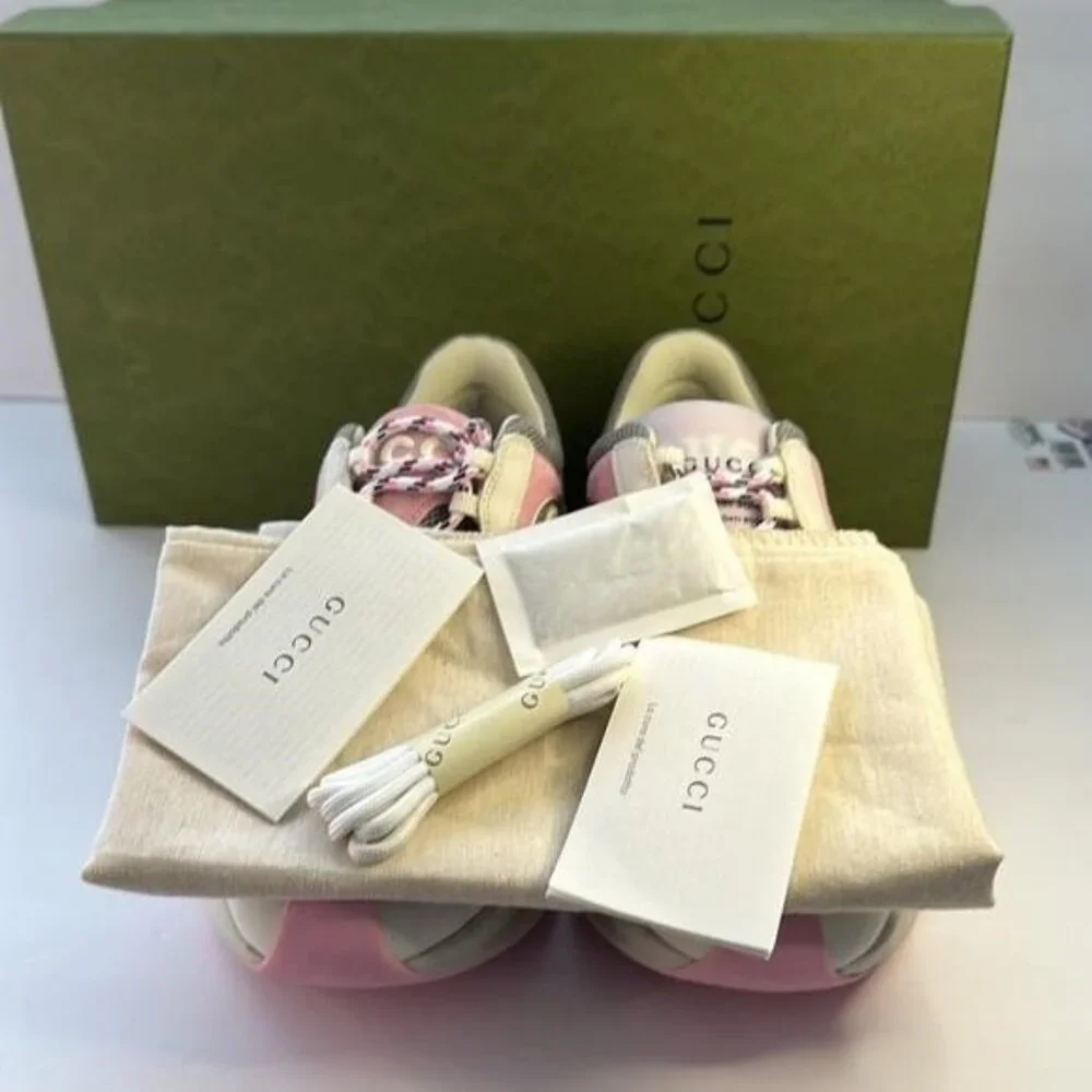 New Authentic Gucci Run Premiem Suede Mesh Sneakers
